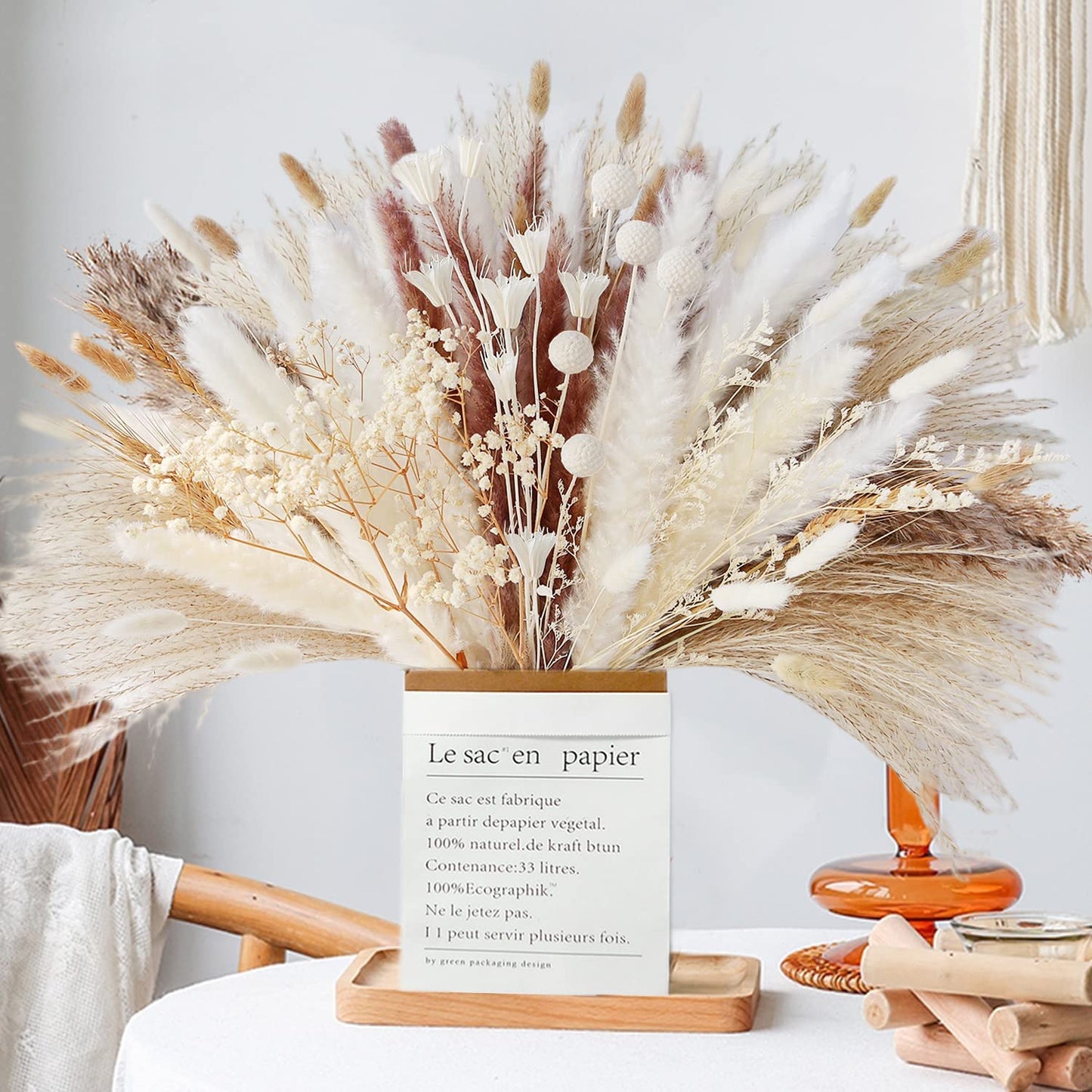 Natural Dried Pampas Grass Bouquet Boho Home Nordic Decor.