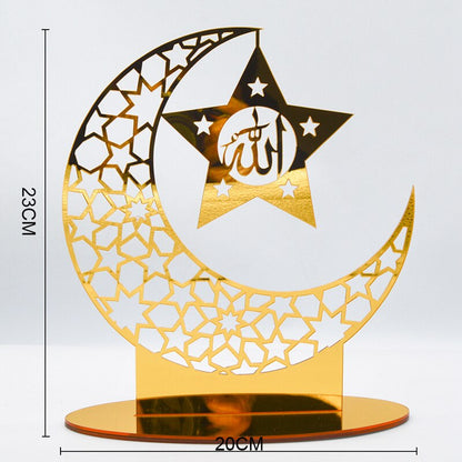 Ramadan Kareem Acrylic Ornament Eid Mubarak Decoration For Home Islamic Muslim Party Supplies Golden Moon Decor EID Al Adha Gift