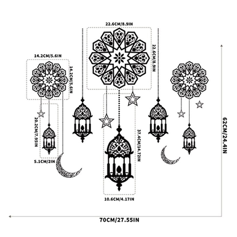 Eid Mubarak Wall Stickers Home Ramadan Decorations Islamic Muslim Eid Party Decor 2023 Eid Mubarak Ramadan Kareem Supplies