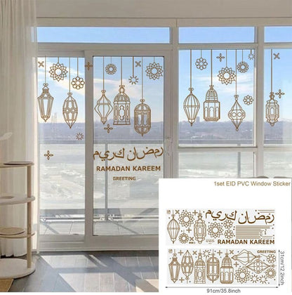 Eid Window Stickers Ramadan Decoration 2023 Eid Mubarak Decor for Home Ramadan Kareem Islam Muslim Party Supplies Eid Al-fitr