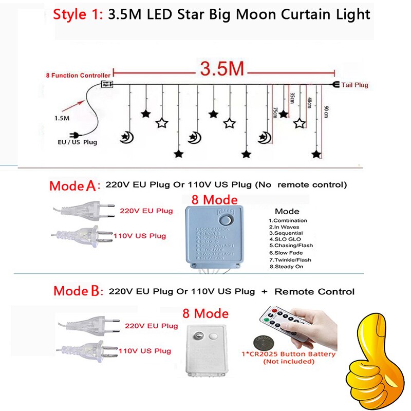 Ramadan Decoration 2023 Star Moon Led Curtain Garland String Light Islam Muslim Party Decor for Home Gift EID Mubarak Supplies