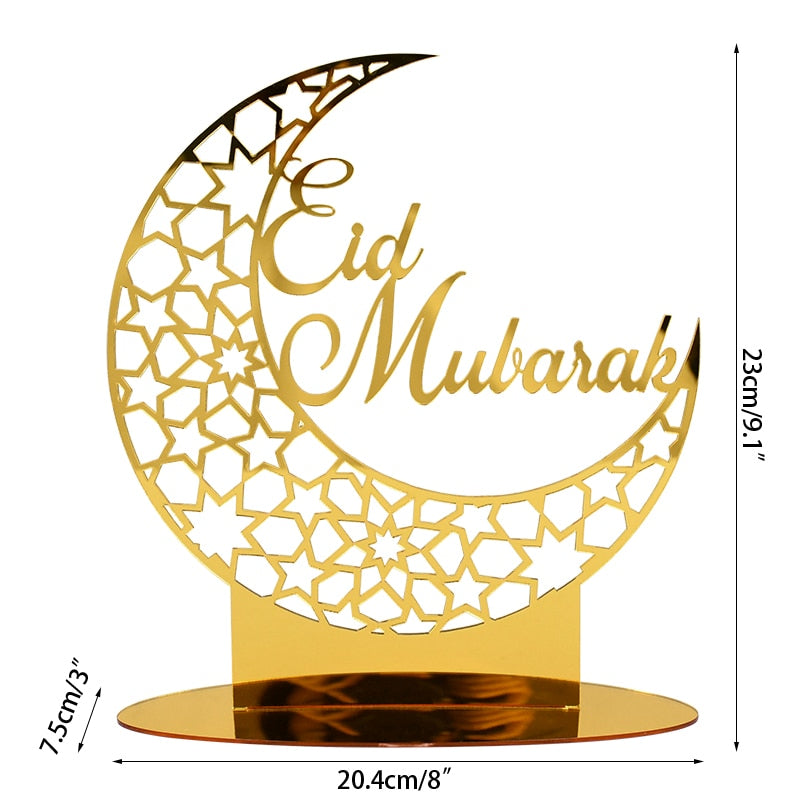 Hollow Out Ramadan Moon Acrylic Table Ornament Eid Mubarak DIY Decoration For Home Kareem Eid Gift Islamic Muslim Party Supplies