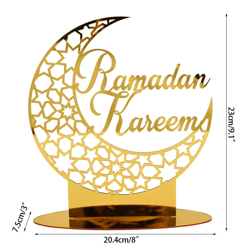 Hollow Out Ramadan Moon Acrylic Table Ornament Eid Mubarak DIY Decoration For Home Kareem Eid Gift Islamic Muslim Party Supplies