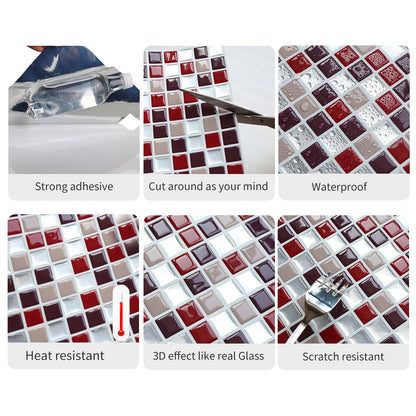 Vividtiles Self Adhesive Mosaic Tile Wall decal Sticker DIY Kitchen Bathroom Home Decor Vinyl