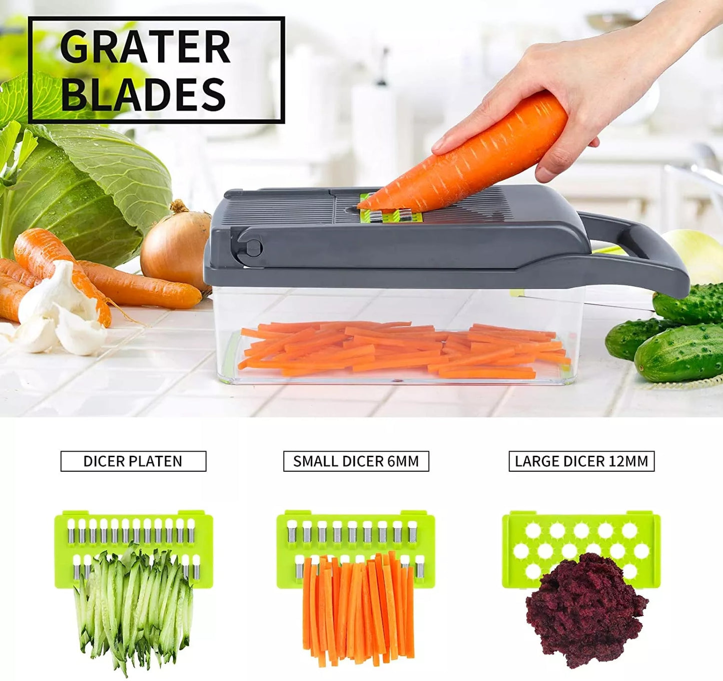 Multifunctional Vegetable Cutter, Potato Chopper, Carrot Grater, Kitchen Accessories.