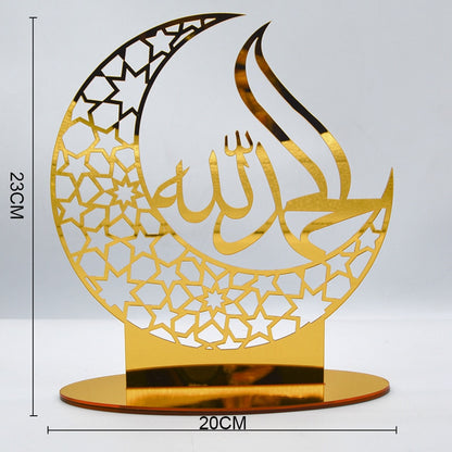 Ramadan Kareem Acrylic Ornament Eid Mubarak Decoration For Home Islamic Muslim Party Supplies Golden Moon Decor EID Al Adha Gift