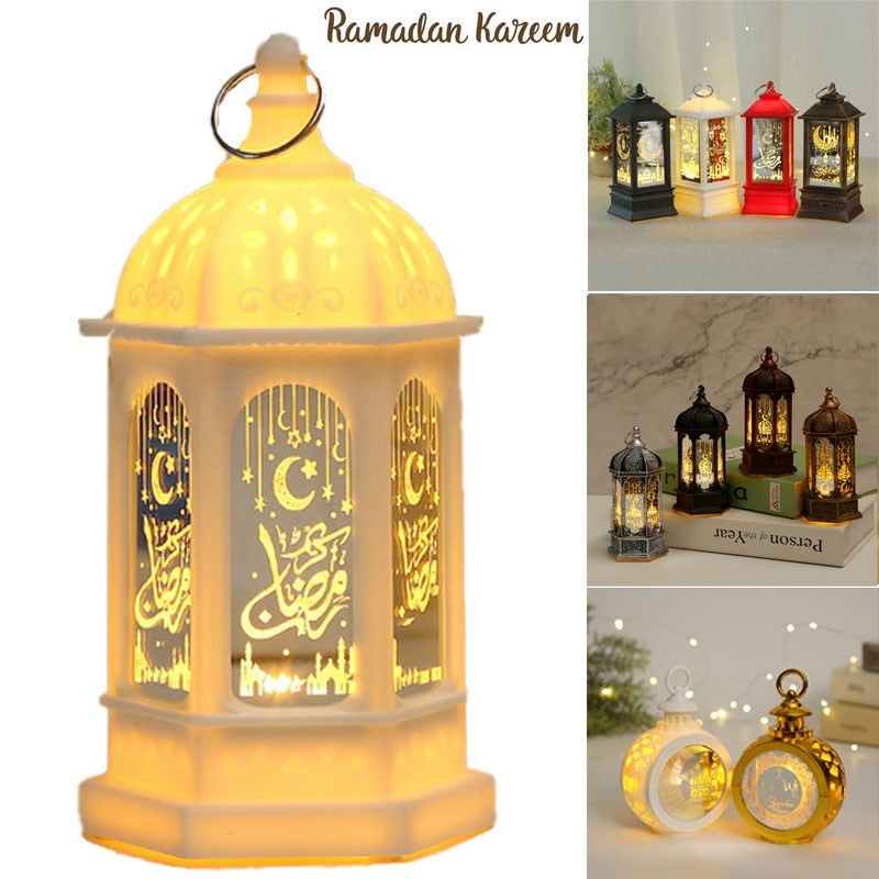 EID Mubarak Lantern LED Light Ornaments Eid Al-Fitr Aid Islamic Muslim Party Decor Supplies Ramadan Kareem Decoration for Home